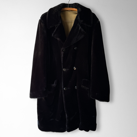1960s Black Faux Fur Overcoat