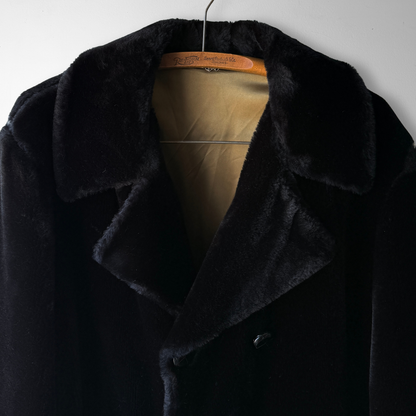 1960s Black Faux Fur Overcoat