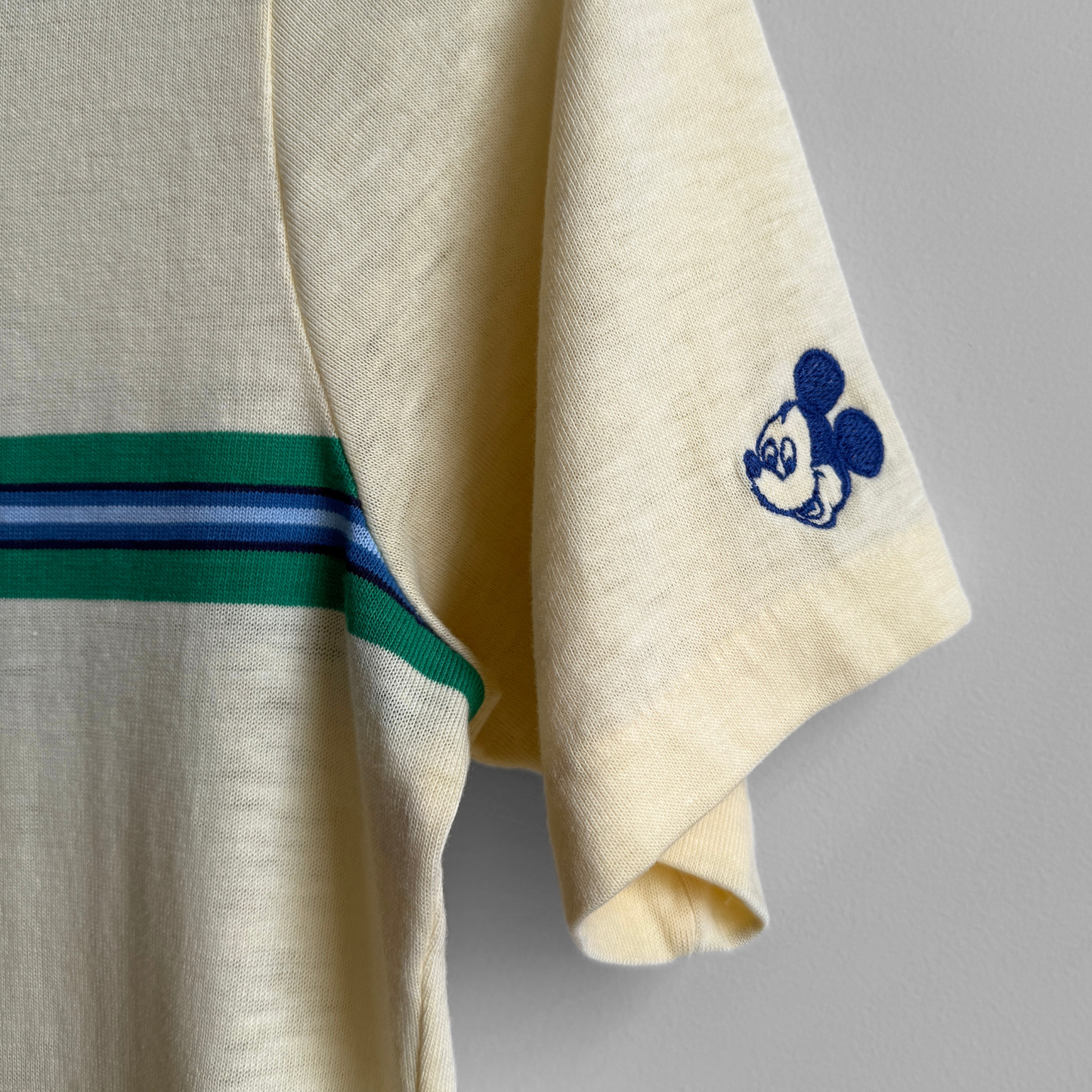 1980s Yellow Striped Mickey Tee