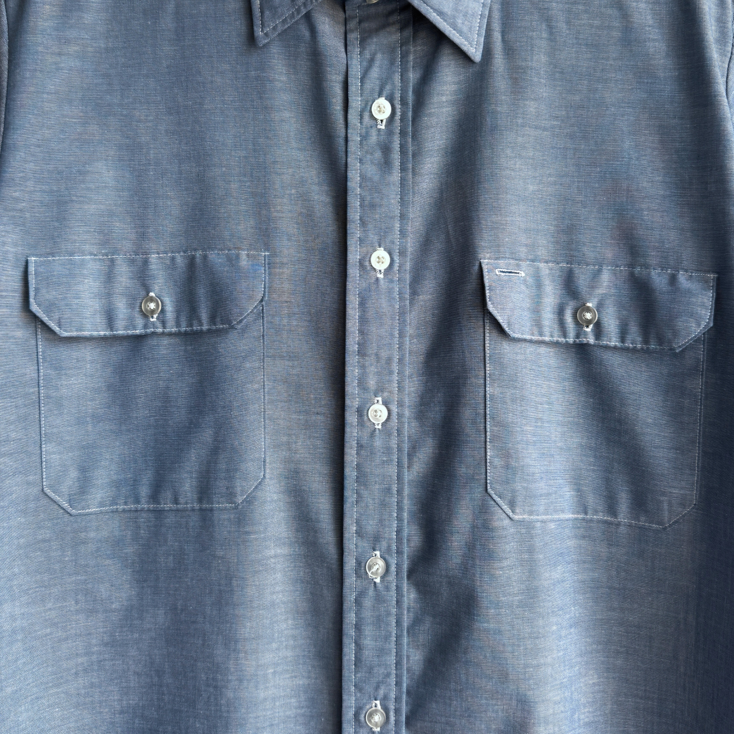 1980s Blue Chambray Work Shirt