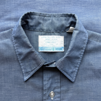 1980s Blue Chambray Work Shirt