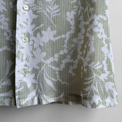 1970s Light Green Floral Print Sport Shirt