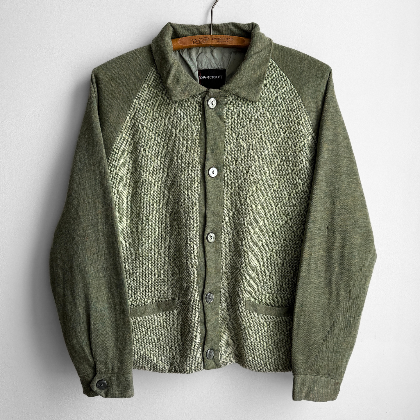 1960s Green Geometric Acrylic Cardigan Jac