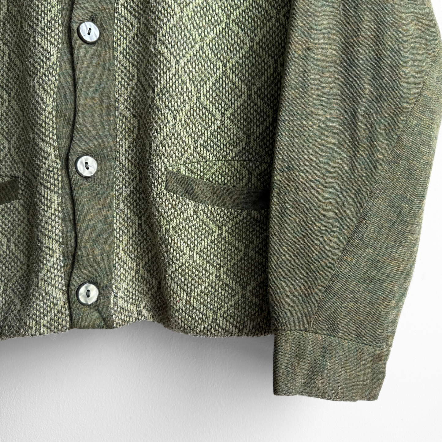 1960s Green Geometric Acrylic Cardigan Jac