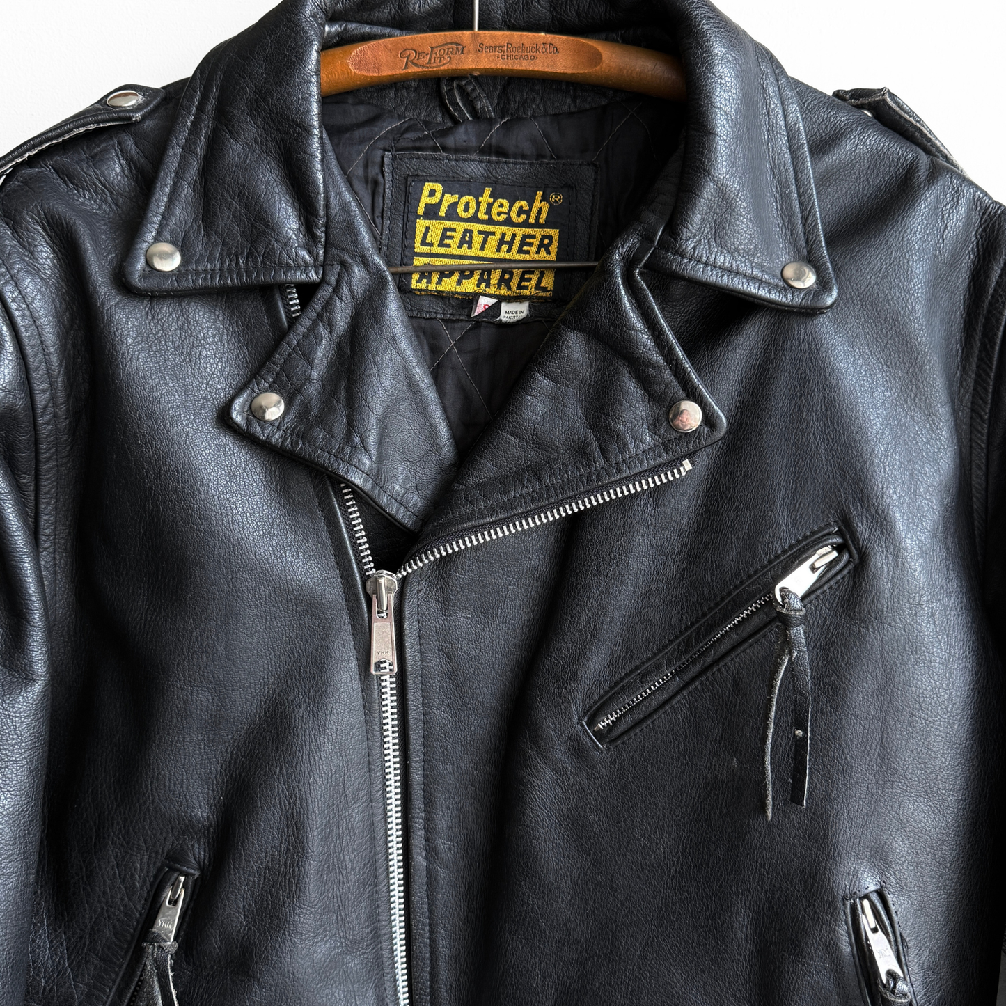 1990s Black Leather Motorcycle Jacket