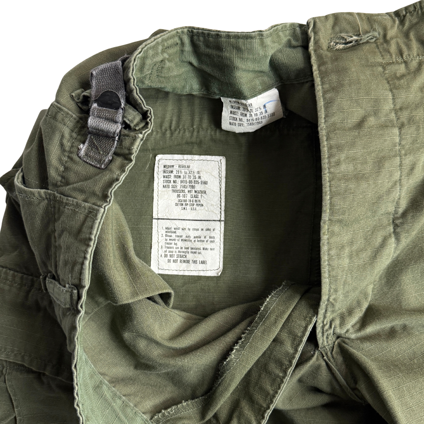 1970s U.S. Army OG 107 Rip-Stop Cargo Fatigue Pants (31)