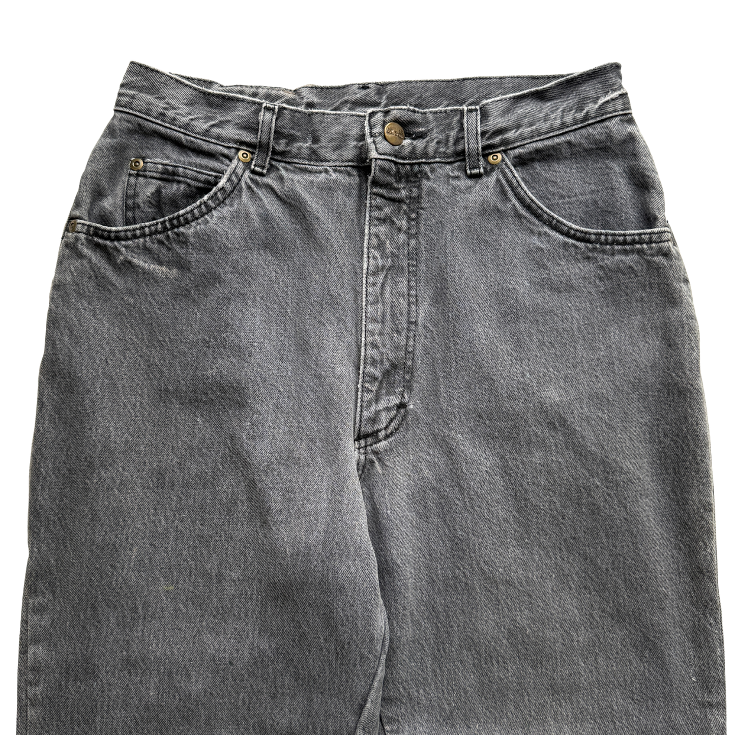 1990s Faded Black Flannel Lined Denim Jeans (29)
