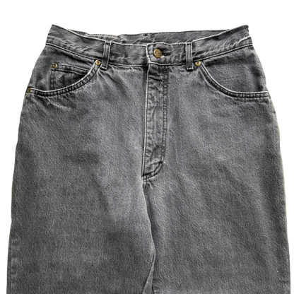 1990s Faded Black Flannel Lined Denim Jeans (29)