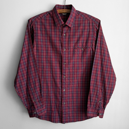 1970s Dark Red Plaid Shirt