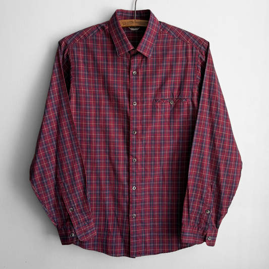 1970s Dark Red Plaid Shirt
