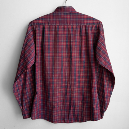 1970s Dark Red Plaid Shirt