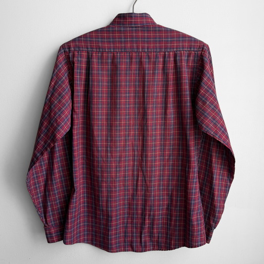 1970s Dark Red Plaid Shirt