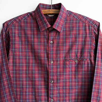 1970s Dark Red Plaid Shirt