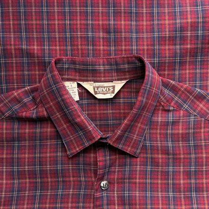 1970s Dark Red Plaid Shirt