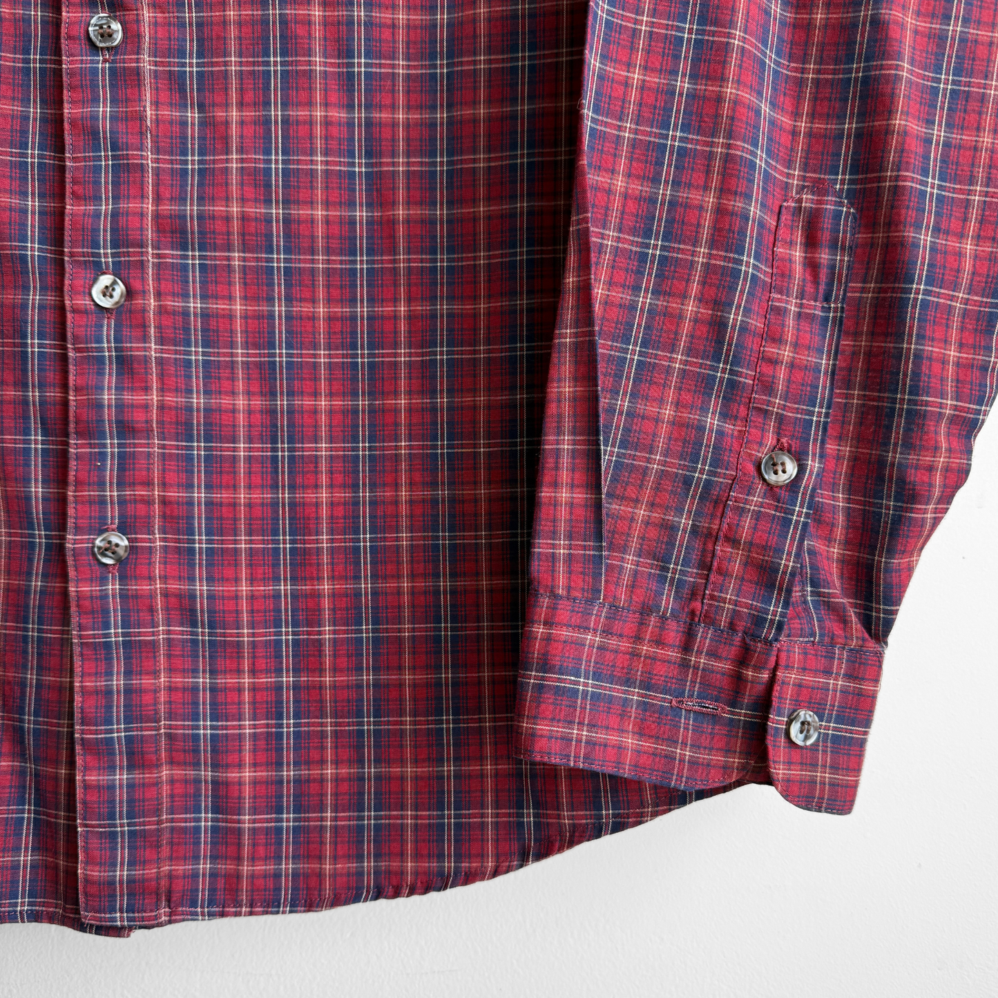 1970s Dark Red Plaid Shirt