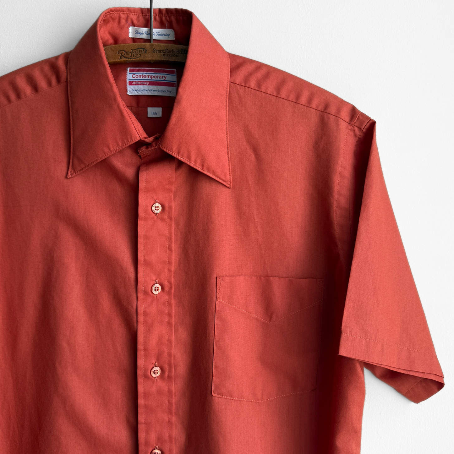 1970s Dark Orange Dress Shirt