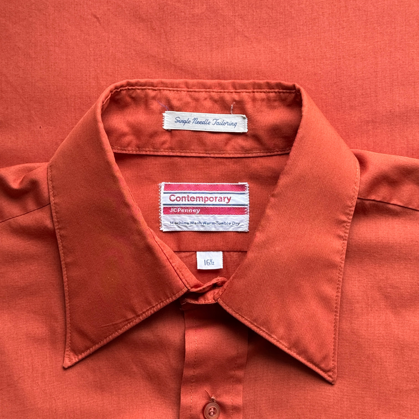 1970s Dark Orange Dress Shirt