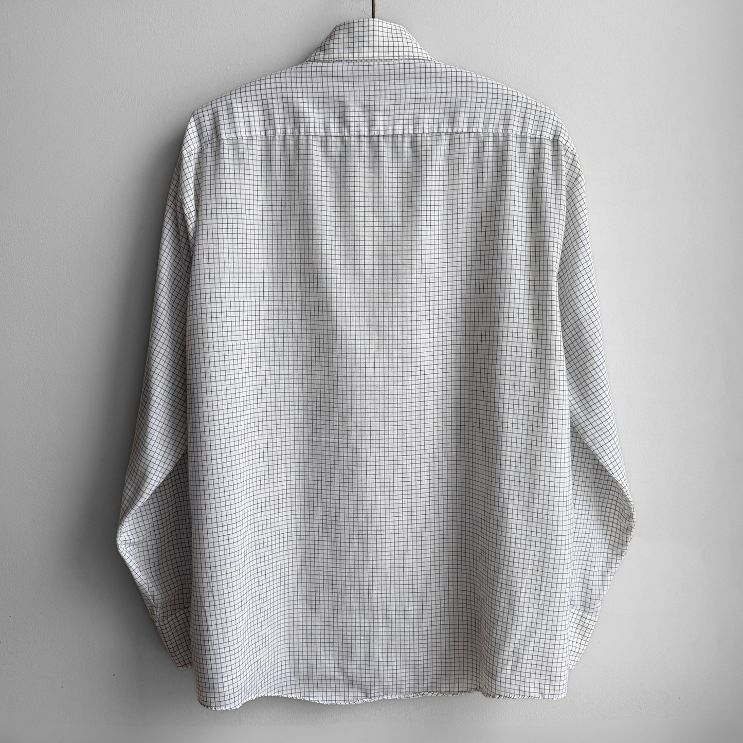 1970s White Checkered Dress Shirt