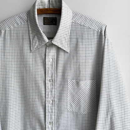 1970s White Checkered Dress Shirt