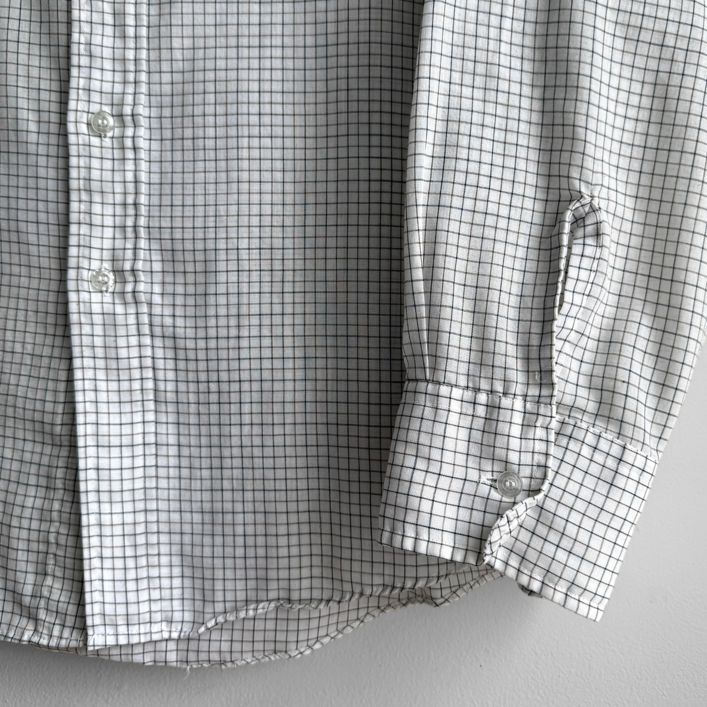 1970s White Checkered Dress Shirt