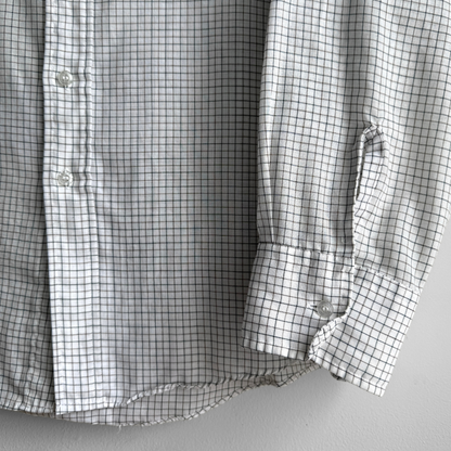 1970s White Checkered Dress Shirt