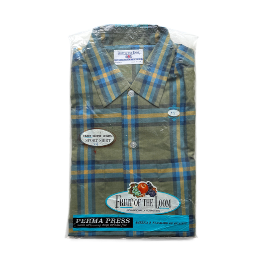1960s Green & Blue Plaid Sport Shirt