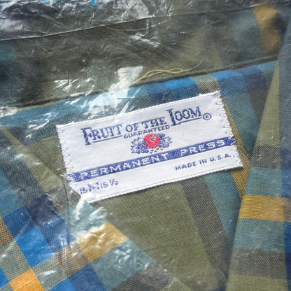 1960s Green & Blue Plaid Sport Shirt