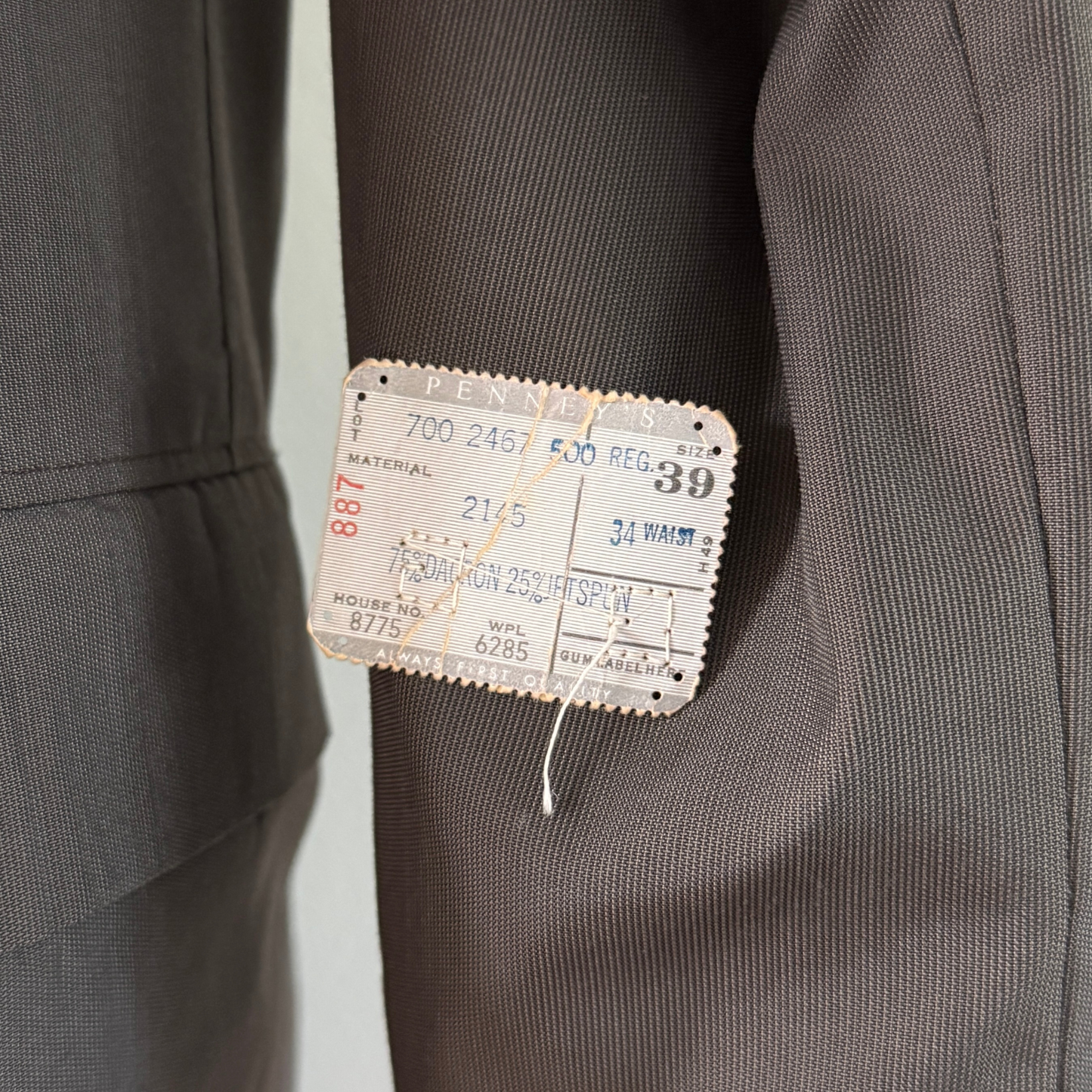 1950s Dark Grey Poly Cotton 2pc Suit
