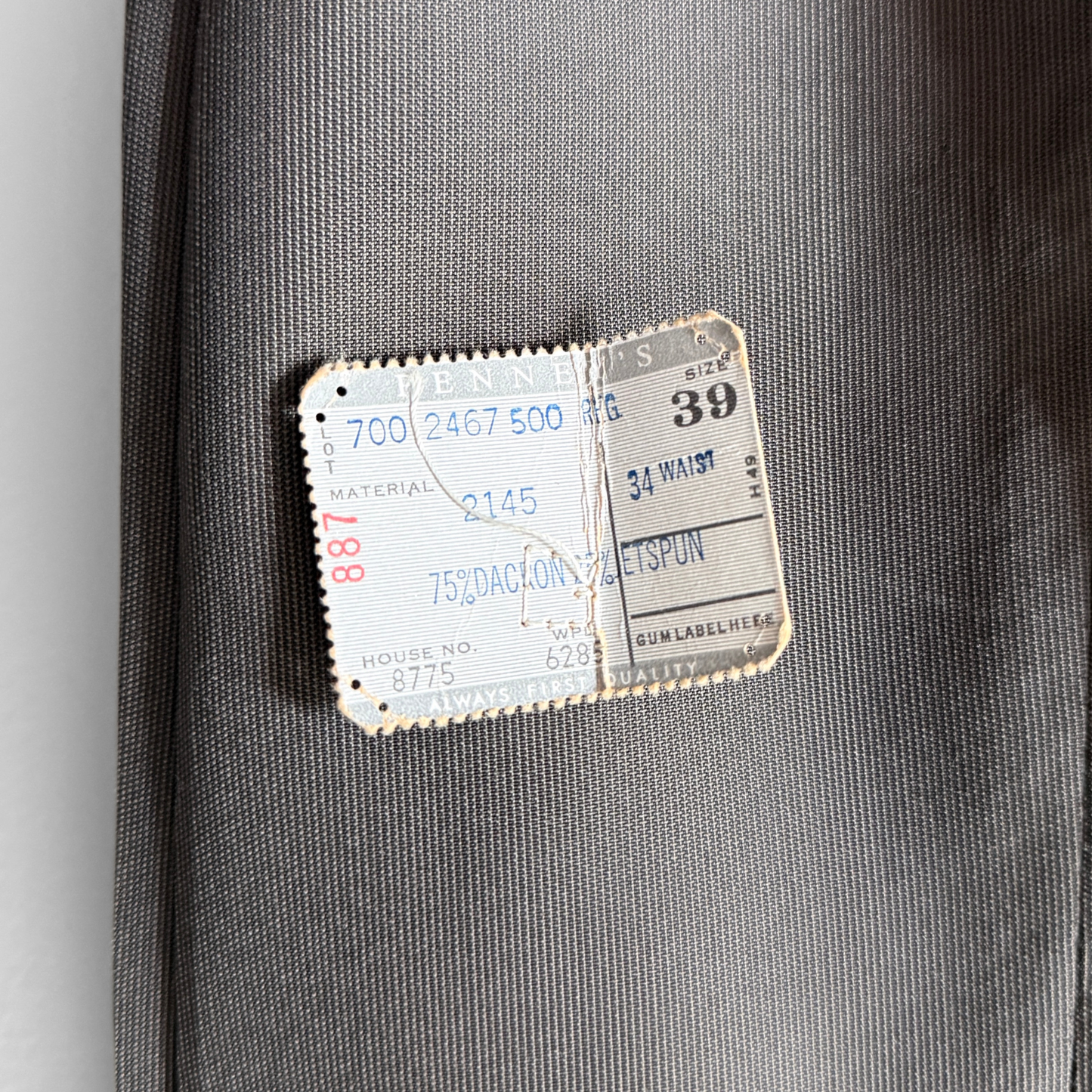 1950s Dark Grey Poly Cotton 2pc Suit