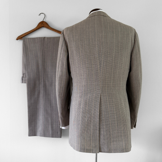 1960s Light Brown Pinstripe Wool 3pc Suit
