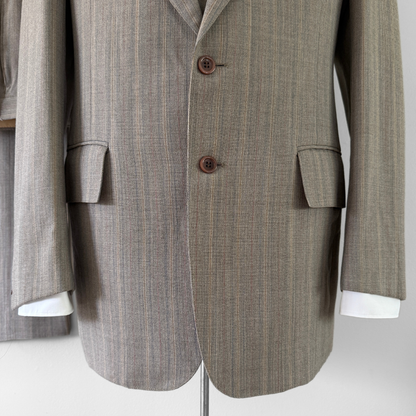 1960s Light Brown Pinstripe Wool 3pc Suit