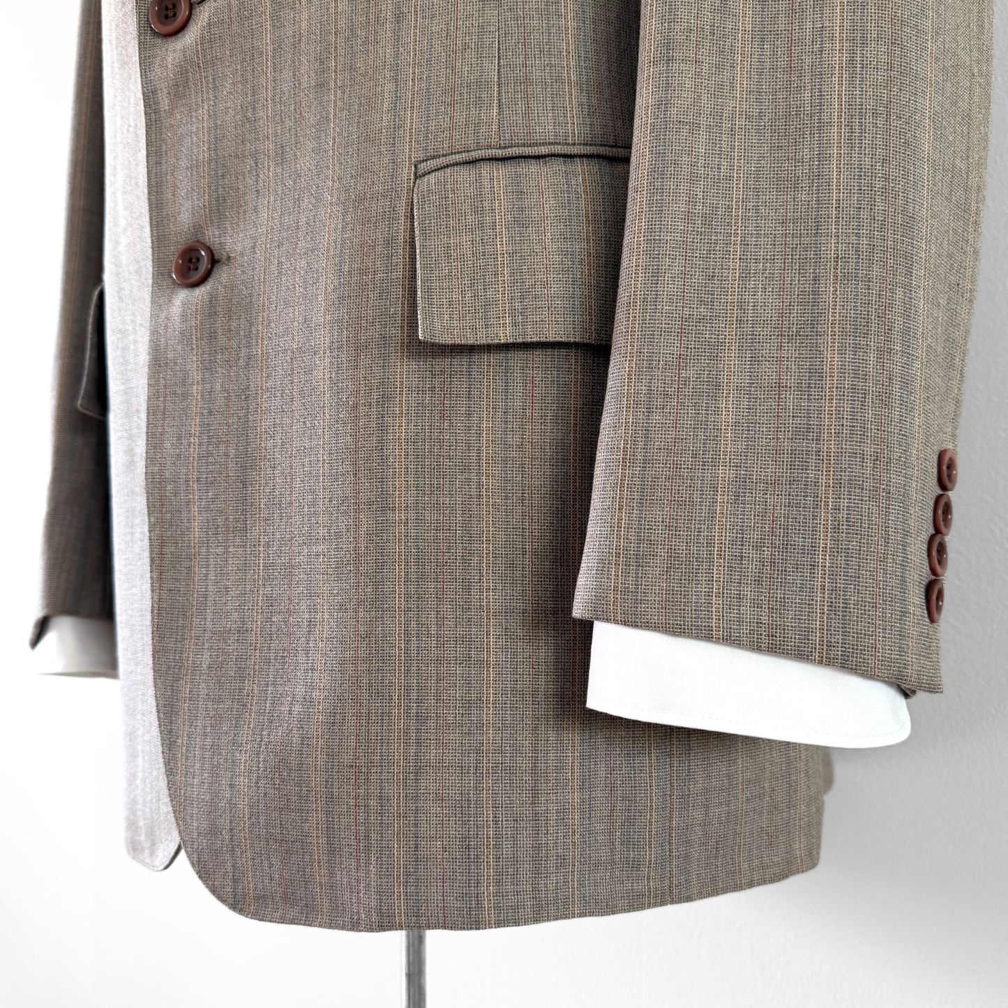 1960s Light Brown Pinstripe Wool 3pc Suit