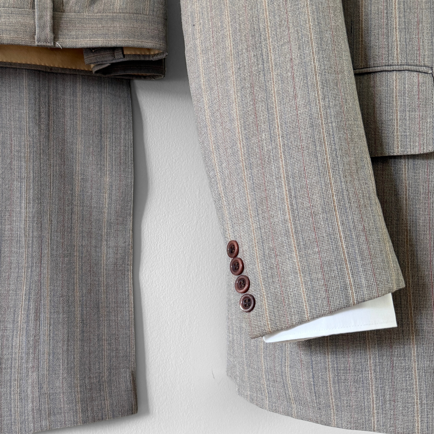 1960s Light Brown Pinstripe Wool 3pc Suit