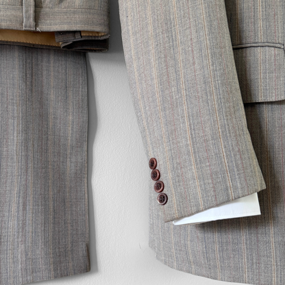 1960s Light Brown Pinstripe Wool 3pc Suit