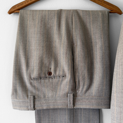 1960s Light Brown Pinstripe Wool 3pc Suit