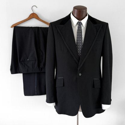 1960s Black Wool 2pc Tuxedo