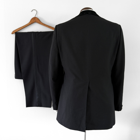 1960s Black Wool 2pc Tuxedo