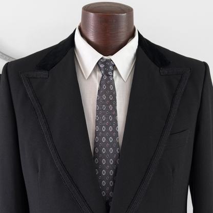 1960s Black Wool 2pc Tuxedo