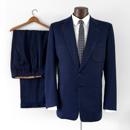 1950s Navy Blue Gabardine Wool 2pc Suit