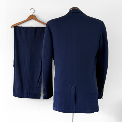 1950s Navy Blue Gabardine Wool 2pc Suit