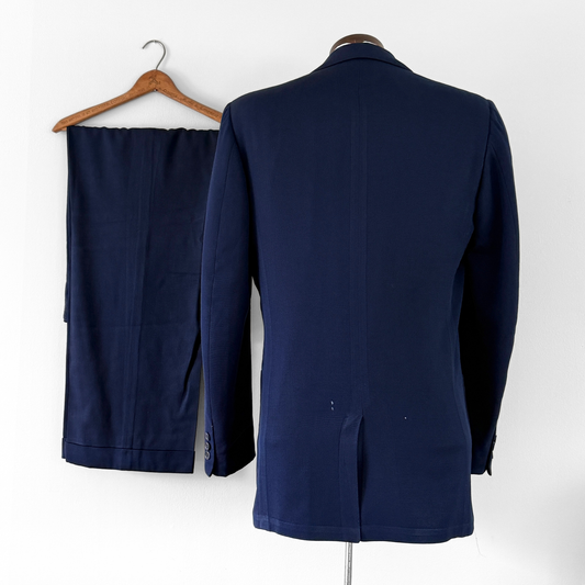 1950s Navy Blue Gabardine Wool 2pc Suit