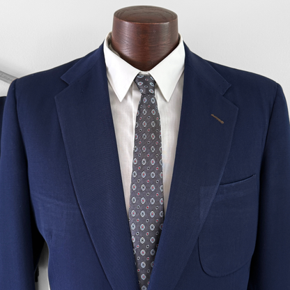1950s Navy Blue Gabardine Wool 2pc Suit