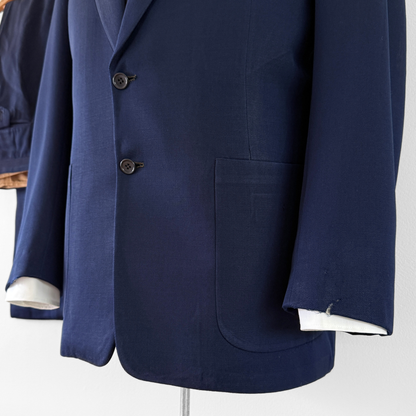 1950s Navy Blue Gabardine Wool 2pc Suit