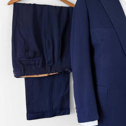 1950s Navy Blue Gabardine Wool 2pc Suit