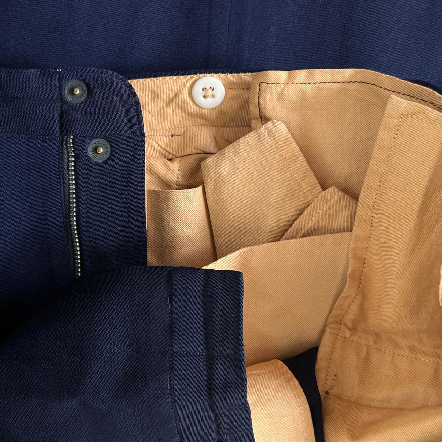 1950s Navy Blue Gabardine Wool 2pc Suit