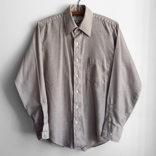 1970s Light Brown Pinstriped Dress Shirt
