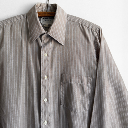 1970s Light Brown Pinstriped Dress Shirt