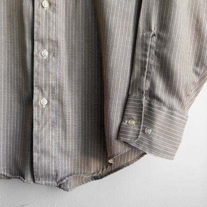 1970s Light Brown Pinstriped Dress Shirt