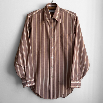 1970s Light Brown Striped Dress Shirt