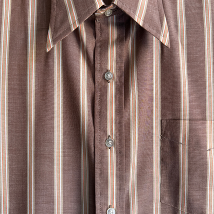 1970s Light Brown Striped Dress Shirt